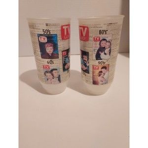 Vintage TV Guide 20 Ounce Plastic Drink Tumblers Set of 2
